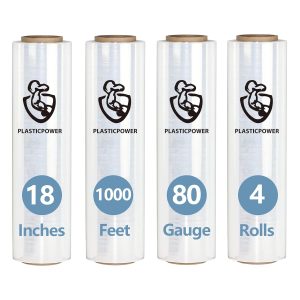 Heavy-Duty Stretch Wrap - 18 Inch x 1000 Ft, 80 Gauge Clear Pallet Wrap Film with Handle Dispenser; Industrial-Grade Strength, Puncture & Tear Resistant for Moving, Shipping & Storage